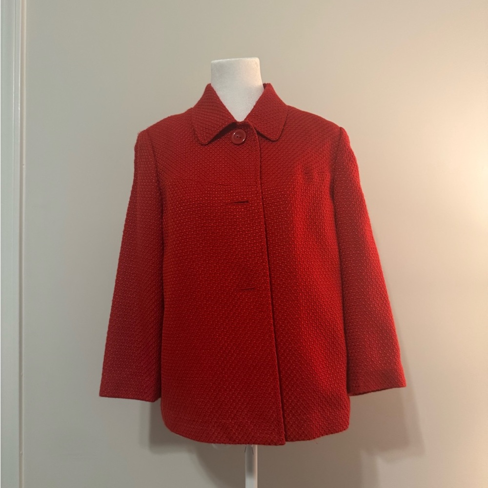 JM Collection Vibrant Red Pea Coat